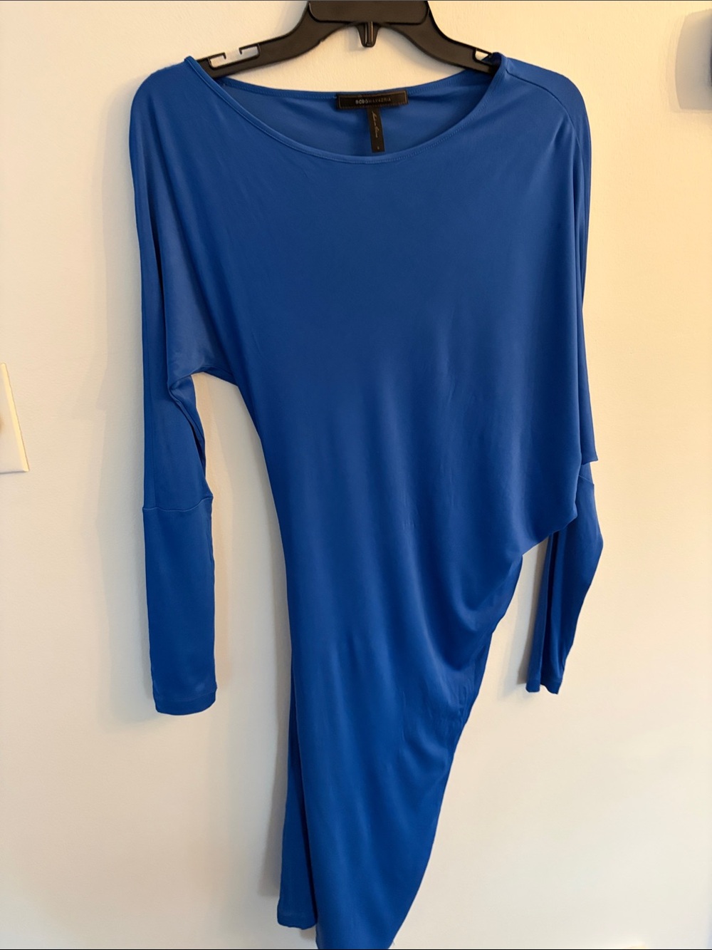 BCBGMaxAzria Royal Blue Asymmetric Long Sleeve Dress